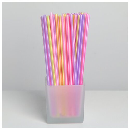 Набор одноразовых трубочек для напитков, 0,5×21 см, 100 шт, цвет микс