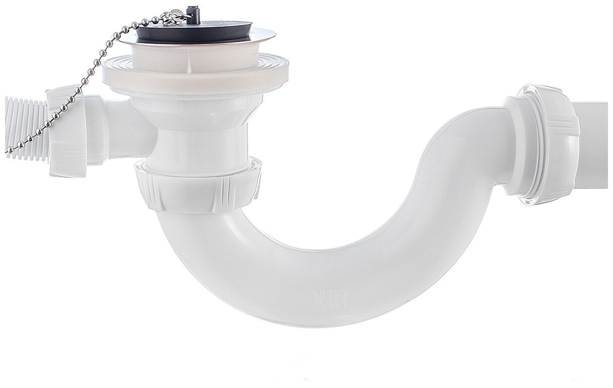 Сифон для ванн Wirquin, S-образный, 1 1/2' x 40 мм, с переливом, с гофротрубой 550 мм - фотография № 4