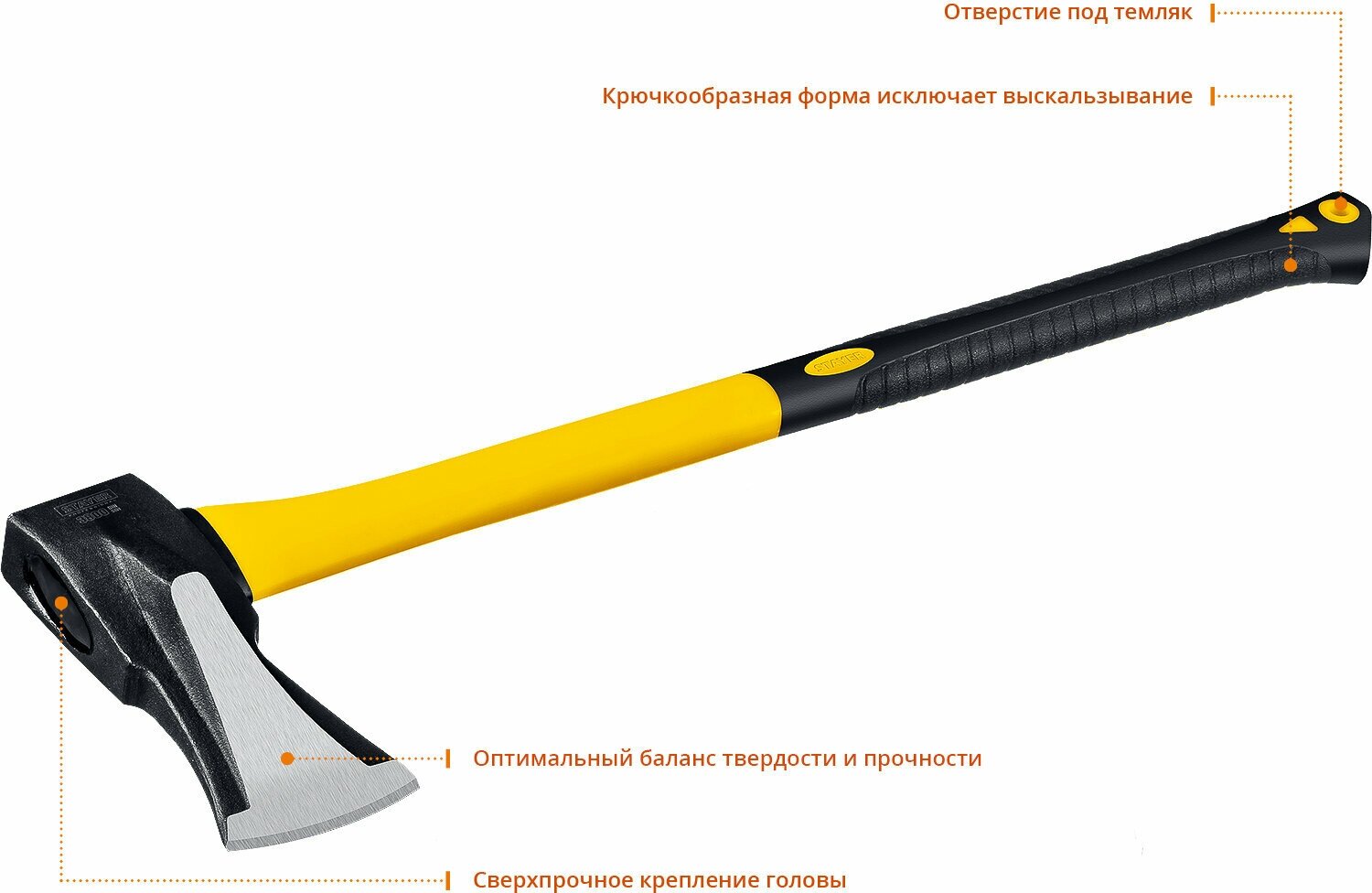 STAYER FIBERGLASS, 2000/2800 г, 680 мм, Кованый топор-колун (20623-20) - фотография № 3