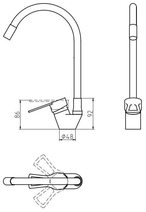 Смеситель для кухни Lemen LB-91477-Е9 гибкий излив - фотография № 2