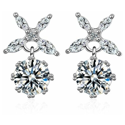 Серьги гвоздики с посеребрением, бижутерия