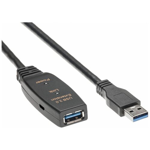 Удлинитель кабеля Aopen USB 3.0 (M/F) (ACU827A-10M), черный удлинитель aopen usb usb acu827a 15m 15 м черный