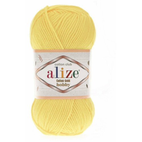 Пряжа Alize Cotton gold hobby (Ализе Коттон голд хобби) 1 шт 187 светлый желтый 55% хлопок, 45% акрил 165 м, 50г