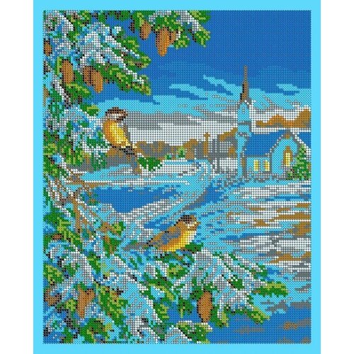 Набор для вышивания чешским бисером "Вышивочка" картина "Зимние птицы" 24*30см