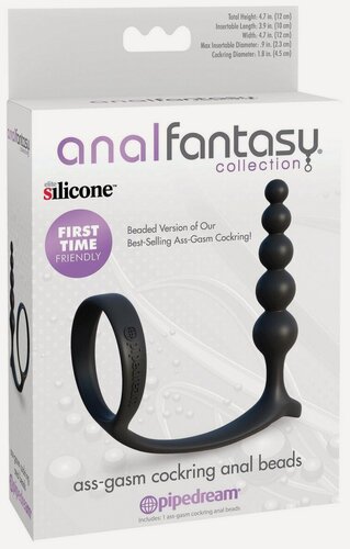 Изображение товара Анальные шарики с эрекционным кольцом Ass-gasm Cockring Anal Beads