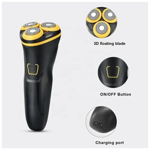 Профессиональная электробритва мужская 2 в 1 для сухого бритья домашняя триммер уход за волосами бороды усов влагозащита IPX6 черная 1111100₽