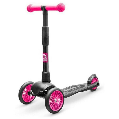Самокат трехколесный кикборд Дерзкий Yo Shiro розовый, цветной диск до 50 кг ***