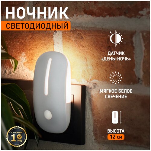 Ночник светодиодный PROсonnect MOUSE-PAD с датчиком «день-ночь», белое свечение, 230 В