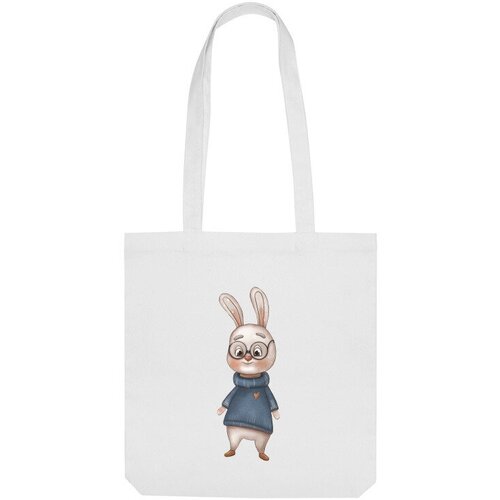 Сумка шоппер Us Basic, белый фигурка огонёк кролик в очках резиновая 15 см