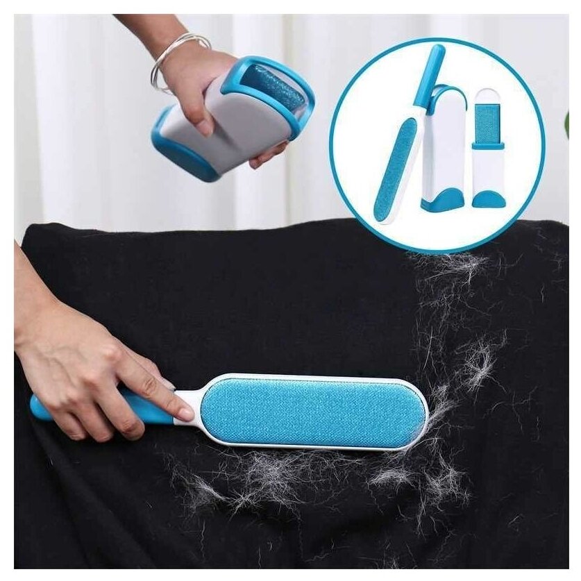 Щетка для удаления шерсти животных и волос с одежды и мебели Reusable Pet Fur Remover with Self-Cleaning Base - фотография № 4