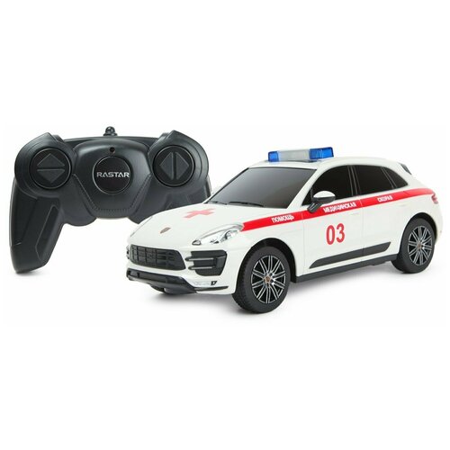 Машина Rastar РУ 1:24 Prosche Macan Turbo Ambulance Белая 71800A машины happy baby игрушка скорая помощь ambulance