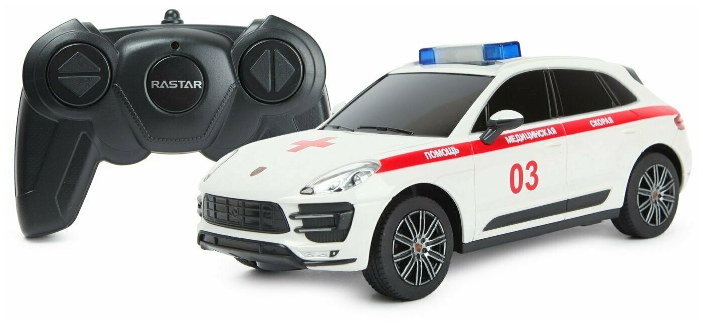 Машина Rastar РУ 1:24 Prosche Macan Turbo Ambulance Белая 71800A