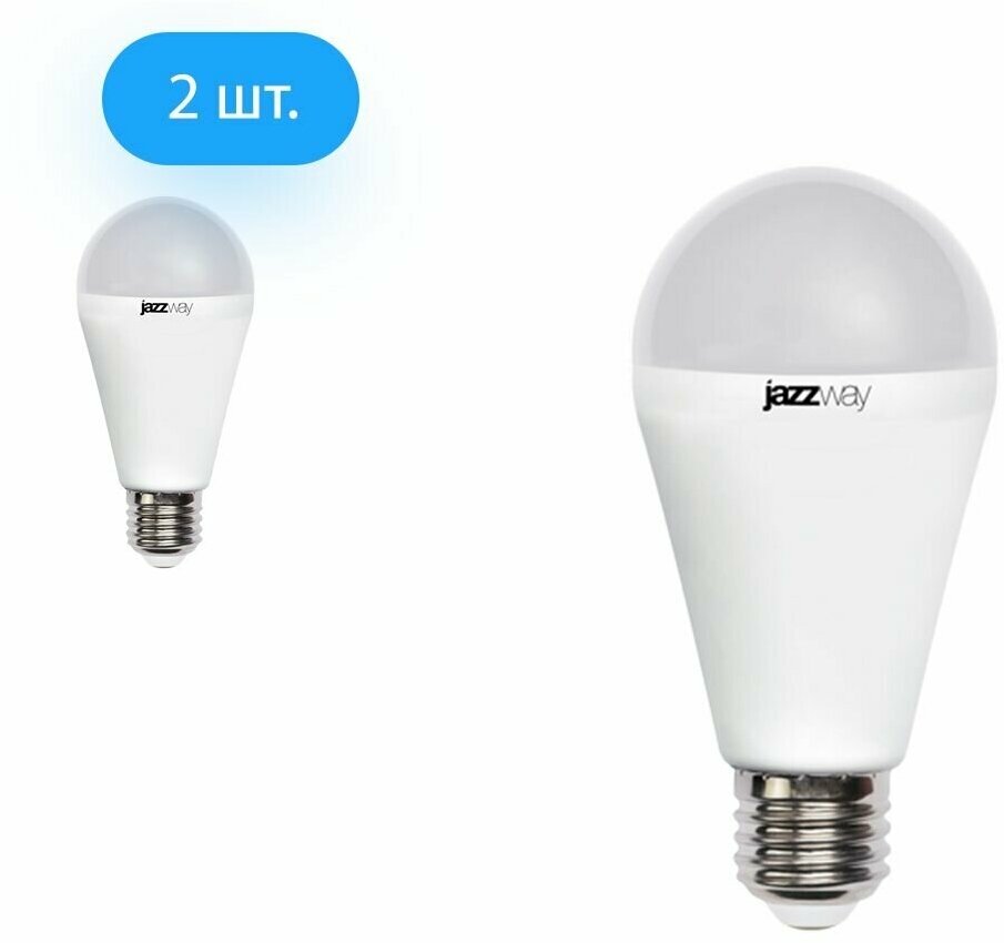 Светодиодная лампа JazzWay PLED Super Power 15W эквивалент 150W 5000K 1400Лм Е27 груша (комплект из 2 шт)