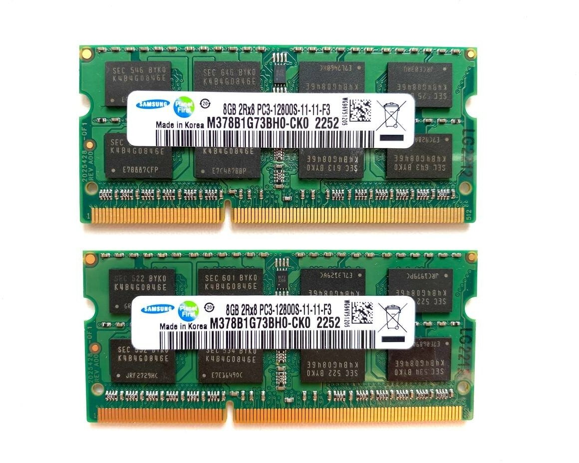 Оперативная память SO-DIMM Samsung DDR3 8GB PC3 1.5V 1600Мгц для ноутбука 2шт