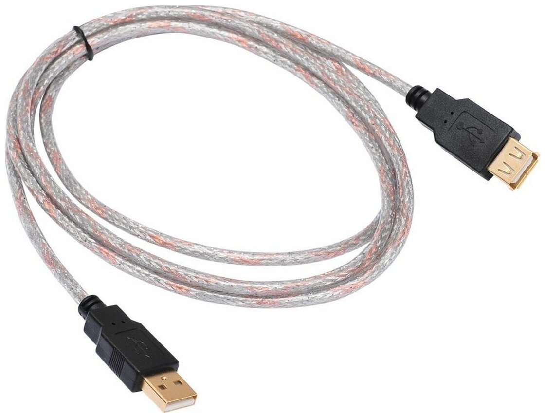 Кабель-удлинитель USB2.0 Buro USB2.0-AM-AF-S, USB A(m) - USB A(f), GOLD , 1.8м
