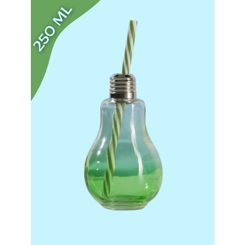 Стакан с трубочкой в форме лампочки для воды сока глинтвейна и коктейлей объемом 250мл 187₽