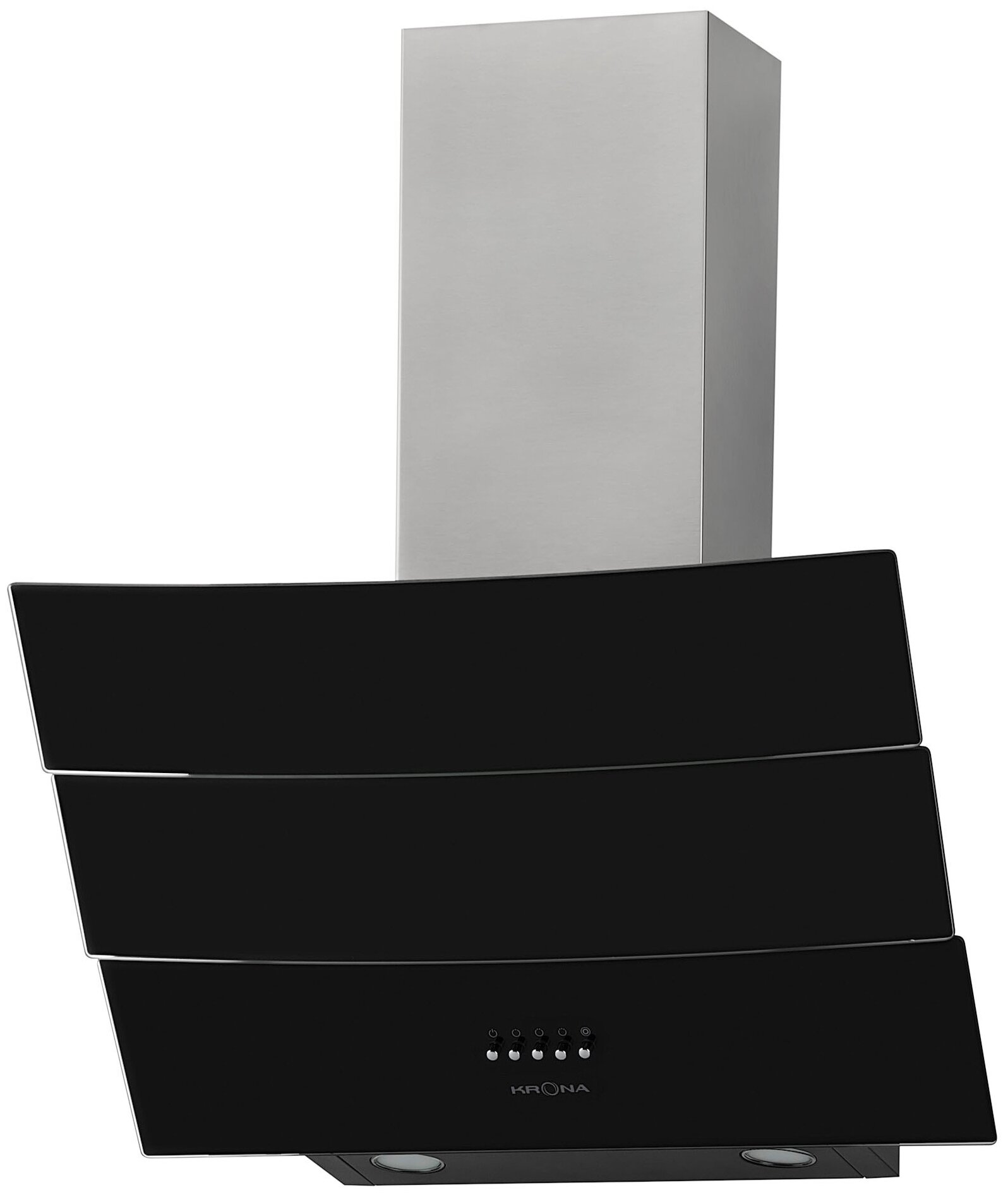 Наклонная вытяжка Krona Inga PB 600, цвет корпуса inox/black, цвет окантовки/панели черный