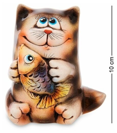 фото Фигурка керамическая Кот с рыбой АБ-130 113-708406