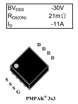 Микросхема AP4435GYT P-Channel MOSFET 30V 11A PMPAK3X3