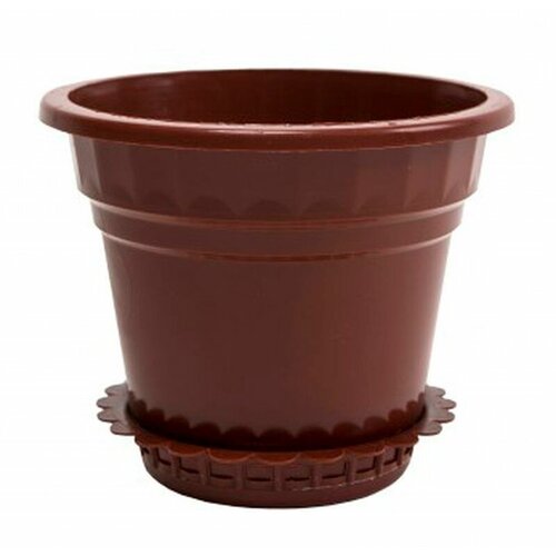 Кашпо, 1 л, с поддоном, диаметр 14,5 см, высота 12 см, набор 3 шт.