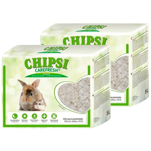 Chipsi CareFresh Pure White наполнитель-подстилка натуральный на бумажной основе для мелких домашних животных и птиц белый (5 + 5 л)