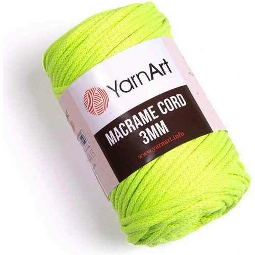 Пряжа YarnArt Macrame cord 3mm ярко-салатовый (801), 60%хлопок/40%полиэстер/вискоза, 85м, 250г, 5шт