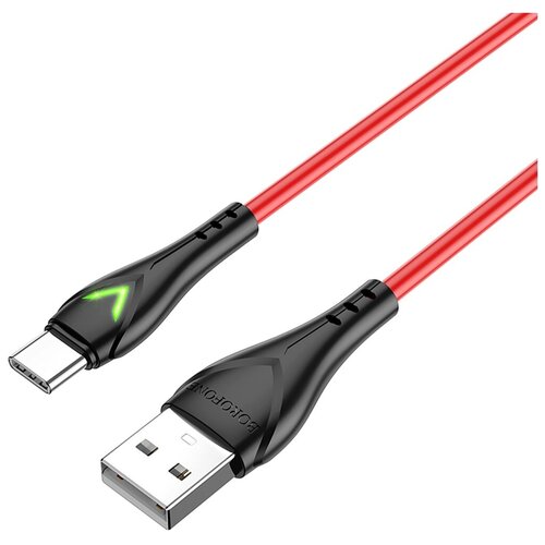 Кабель USB - Type-C, Borofone, BX65, 3A, 1м, круглый, силикон, красный