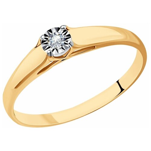 Кольцо помолвочное SOKOLOV, комбинированное золото, 585 проба, бриллиант, размер 19.5 кольцо империал помолвочное кольцо из комбинированного золота империал с бриллиантом