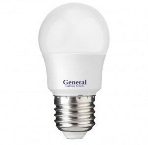 Светодиодная LED лампа General шар P45 E27 8W 4500K 4K 45x74 пластик/алюмин. 640100 (упаковка 10 штук)