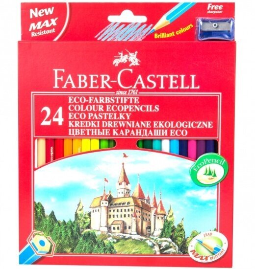 Карандаши цветные Faber-castell ECO замок 24 цвета с точилкой, в картонной коробке