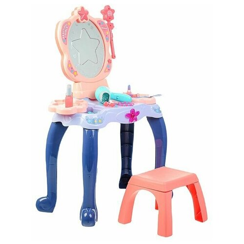 Детский игровой набор Столик парикмахера-стилиста со стульчиком для девочек с мультимедийным зеркалом (свет/звук)
