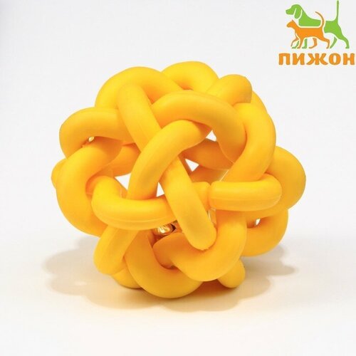 Игрушка резиновая Молекула с бубенчиком, 4 см, жёлтая погремушка сердечко с бубенчиком