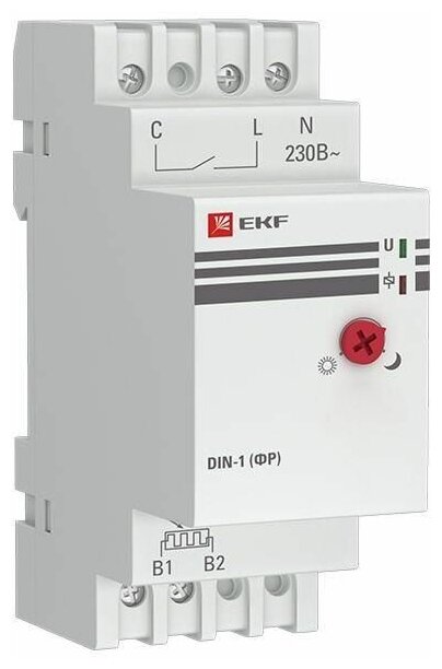 Фотореле с выносным датчиком DIN-1 (ФР) 2-100Лк 25А (3000Вт) EKF fr-din-1-25