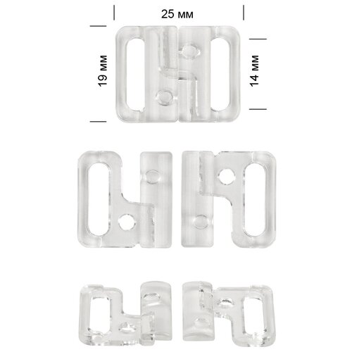 Пряжка-застежка для бюстгальтера пластик TBY-169135 15мм цв.прозрачный, уп.50шт