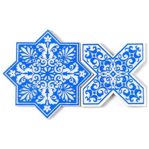 Итальянская мозаика мрамор Skalini PNT-4-(BLUE) (цена за пару) голубой узор цветок