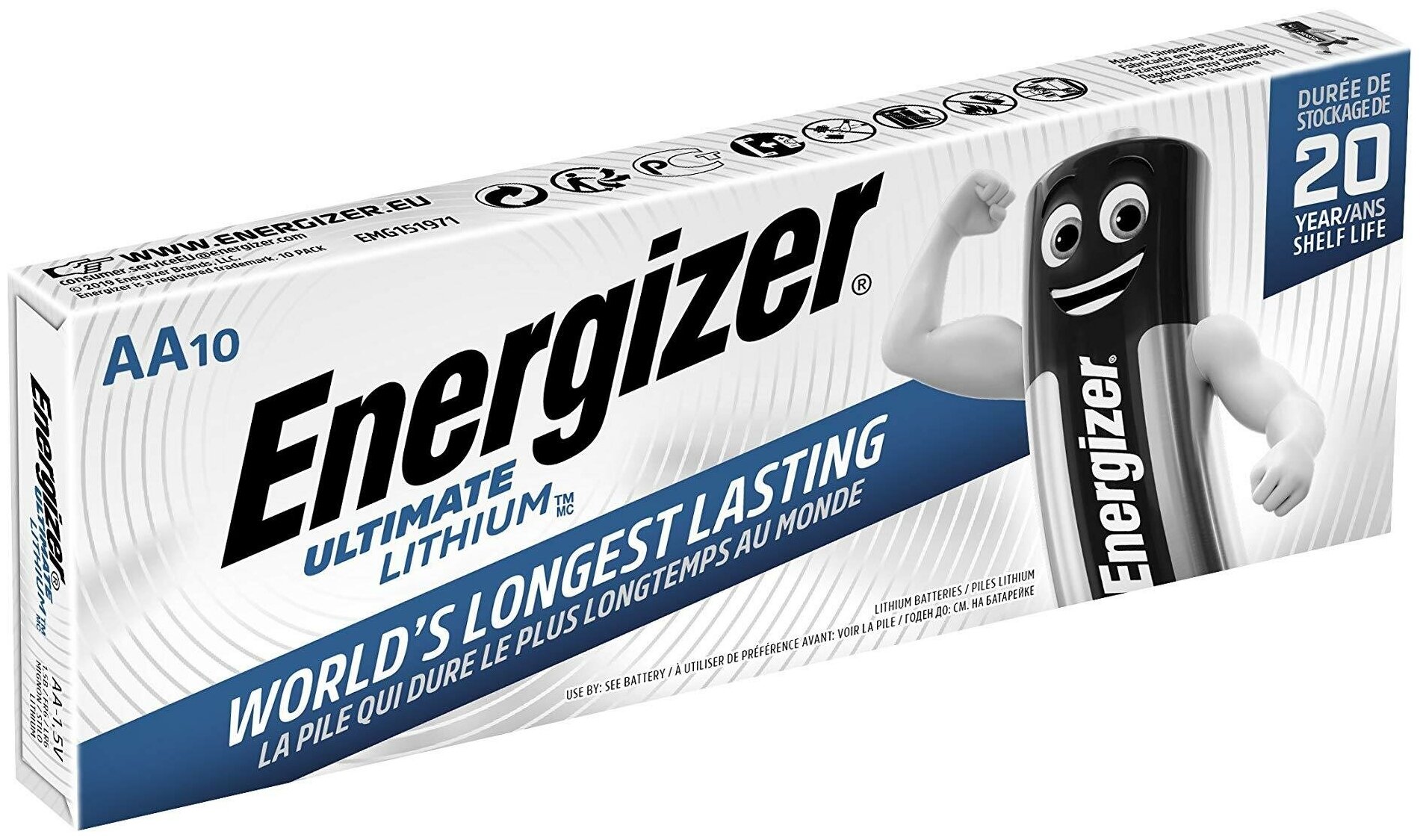 Батарейка Energizer FR6 AA BOX-10 Ultimate Lithium, упаковка 10 шт.