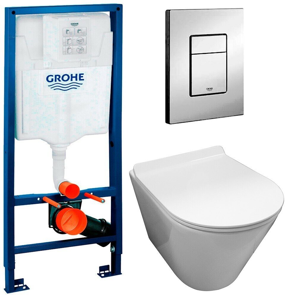 Инсталляция Grohe Rapid SL 38772001 + унитаз Fubini FB004 безободковый с сиденьем