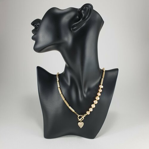 Колье жемчуг пресноводный перламутр гематит длина 45 см beige 3187₽