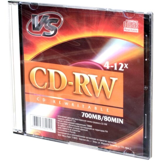 Диск VS CD-RW 80 4-12x SL