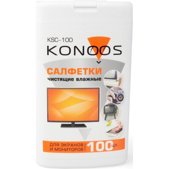 Салфетки для экранов Konoos KSC-100 в компактной банке, 100 шт