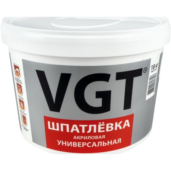 Шпатлевка универсальная для наружных и внутренних работ Vgt (ВГТ), акриловая, 18 кг