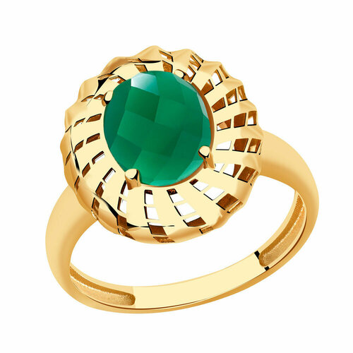 фото Кольцо diamant online, золото, 585 проба, фианит, размер 18, бирюзовый