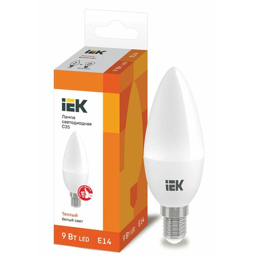 Светодиодные лампы IEK Лампа светодиодная ECO C35 9Вт свеча 3000К E14 230В IEK LLE-C35-9-230-30-E14 (упаковка 5 шт)