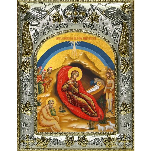 икона рождество христово под старину 54х84 Икона Рождество Христово