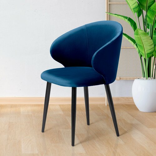 Стул Йорк синий велюр кухонный мягкий со спинкой для дома, для кухни, для гостиной, для спальни, DOBROV, Россия