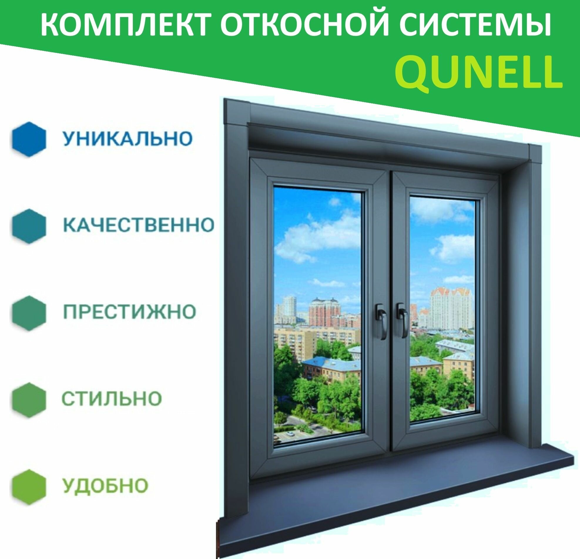 Комплект откосов Кюнель Антрацит 600мм*2500мм - 2 шт, 600мм*3000мм - 1 шт.