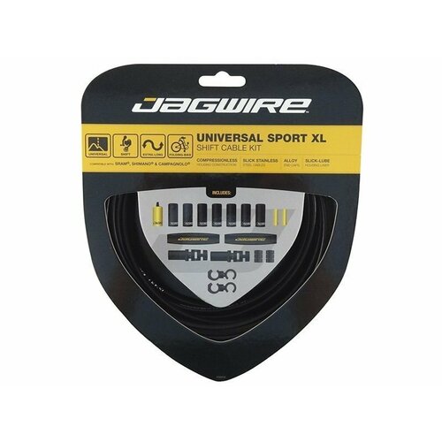 jagwire тросы переключения комплект mountain pro shift с пятислойной усиленной оболочкой розовый Тросы с оболочками JAGWIRE для переключателей, Universal Sport Shift XL, комплект, чёрный, UCK600