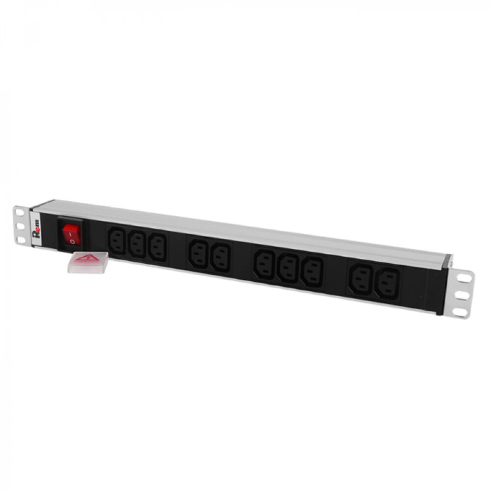 блок силовых розеток Rem-10, 19", IEC 60320 C13 х 10, вход IEC 320 C14, 1U, 10А, выключатель, без шнура ЦМО - фото №6