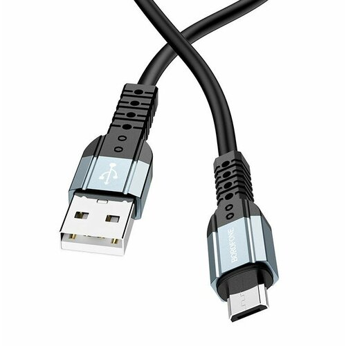 Кабель BOROFONE MicroUSB BX64, 2.4A, силиконовый, 1м, черный