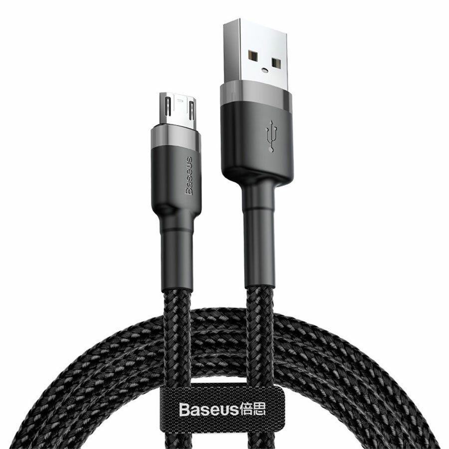 Кабель USB BASEUS Cafule USB - MicroUSB, 2.4А, 12W, 50 см, черный+серый